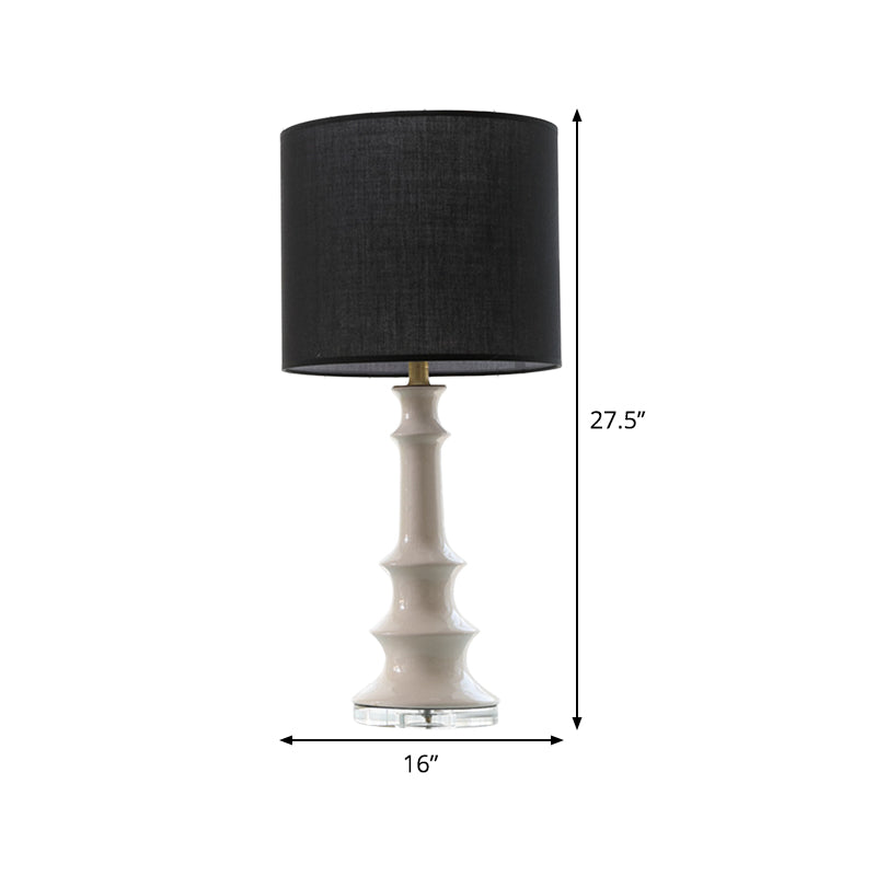 Straight Sided Shade Nightstand Lamp Contemporary Fabric 1 Head Reading Light in Black Clearhalo 'Lamps' 'Table Lamps' Lighting' 404728