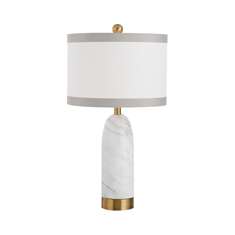 1 Head Dining Room Task Light Modern White Table Lamp with Cylindrical Fabric Shade Clearhalo 'Lamps' 'Table Lamps' Lighting' 404736