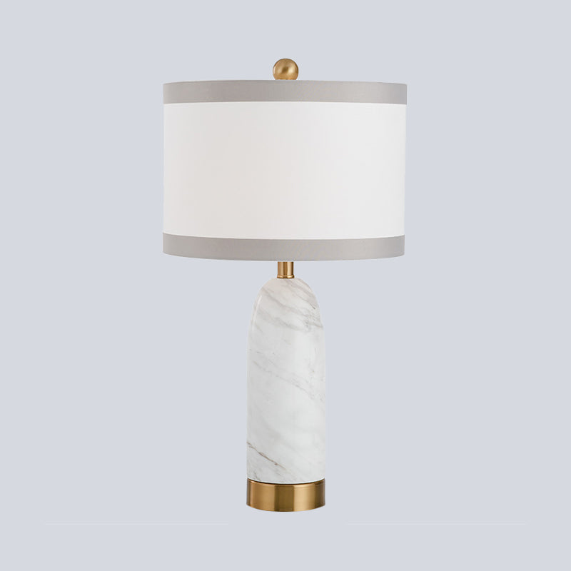 1 Head Dining Room Task Light Modern White Table Lamp with Cylindrical Fabric Shade Clearhalo 'Lamps' 'Table Lamps' Lighting' 404737