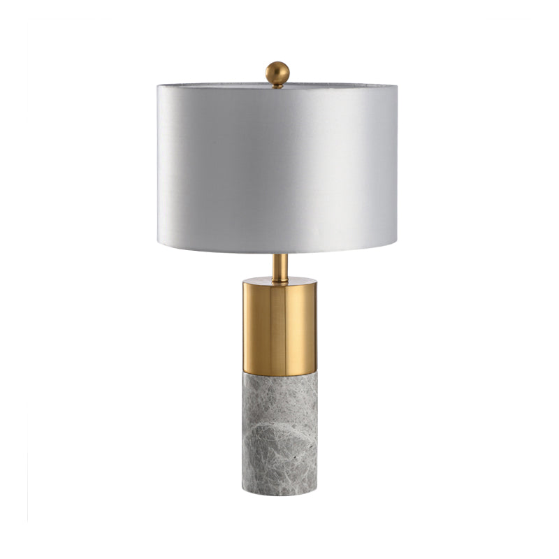 Contemporary 1 Bulb Task Lamp Grey Cylinder Reading Book Light with Fabric Shade Clearhalo 'Lamps' 'Table Lamps' Lighting' 404741