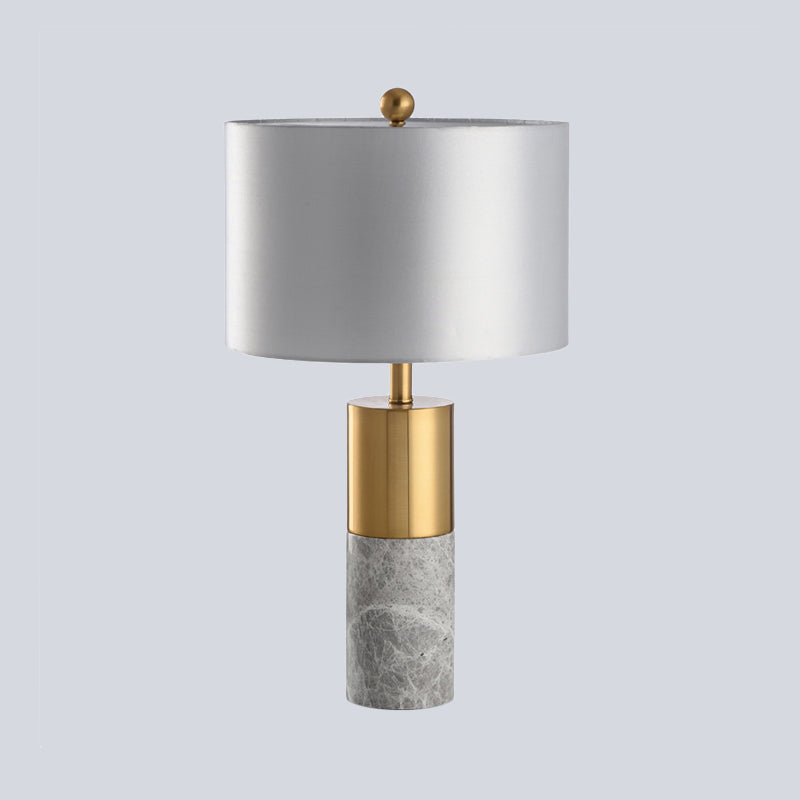 Contemporary 1 Bulb Task Lamp Grey Cylinder Reading Book Light with Fabric Shade Clearhalo 'Lamps' 'Table Lamps' Lighting' 404742