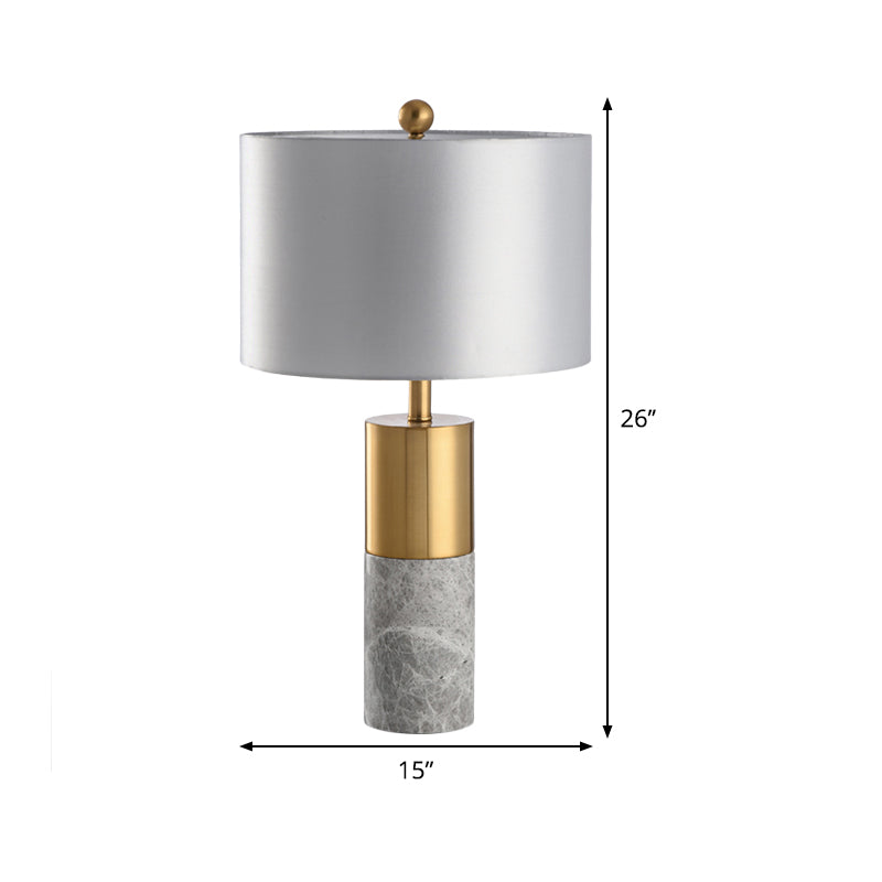 Contemporary 1 Bulb Task Lamp Grey Cylinder Reading Book Light with Fabric Shade Clearhalo 'Lamps' 'Table Lamps' Lighting' 404743