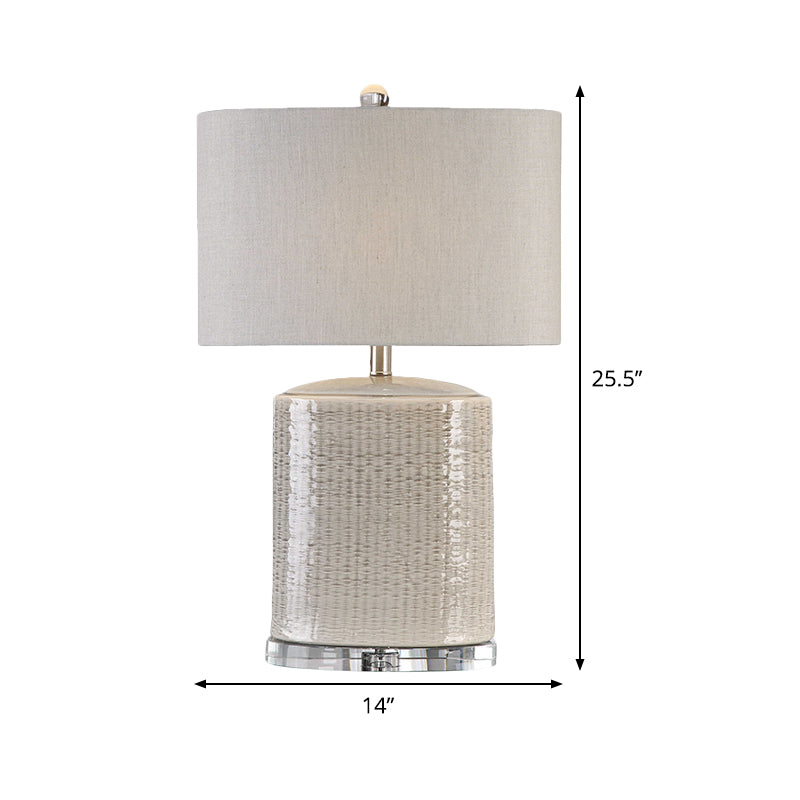 Flaxen Drum Task Lighting Modernist 1 Head Fabric Night Table Lamp for Living Room Clearhalo 'Lamps' 'Table Lamps' Lighting' 404748