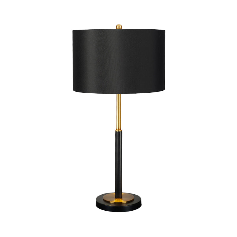 Drum Fabric Night Table Lamp Luxury 1 Bulb Black Nightstand Light for Living Room Clearhalo 'Lamps' 'Table Lamps' Lighting' 404766