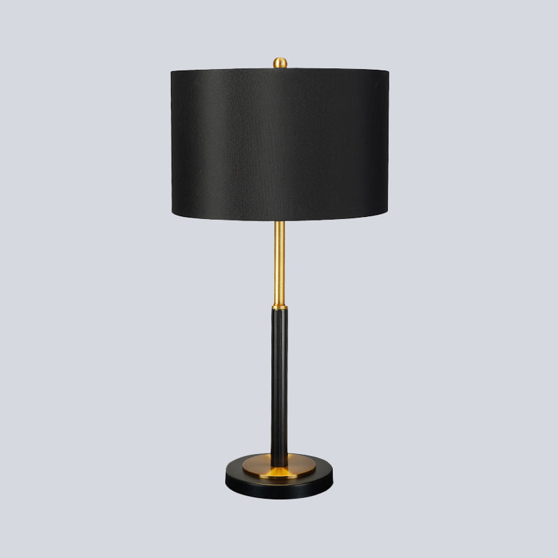 Drum Fabric Night Table Lamp Luxury 1 Bulb Black Nightstand Light for Living Room Clearhalo 'Lamps' 'Table Lamps' Lighting' 404767