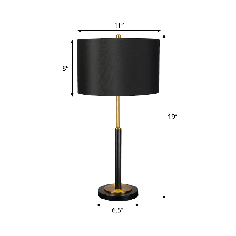 Drum Fabric Night Table Lamp Luxury 1 Bulb Black Nightstand Light for Living Room Clearhalo 'Lamps' 'Table Lamps' Lighting' 404768