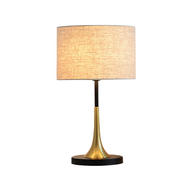 1-Bulb Bedroom Night Lighting Contemporary Flaxen Metal Table Lamp with Cylinder Fabric Shade Clearhalo 'Lamps' 'Table Lamps' Lighting' 404786