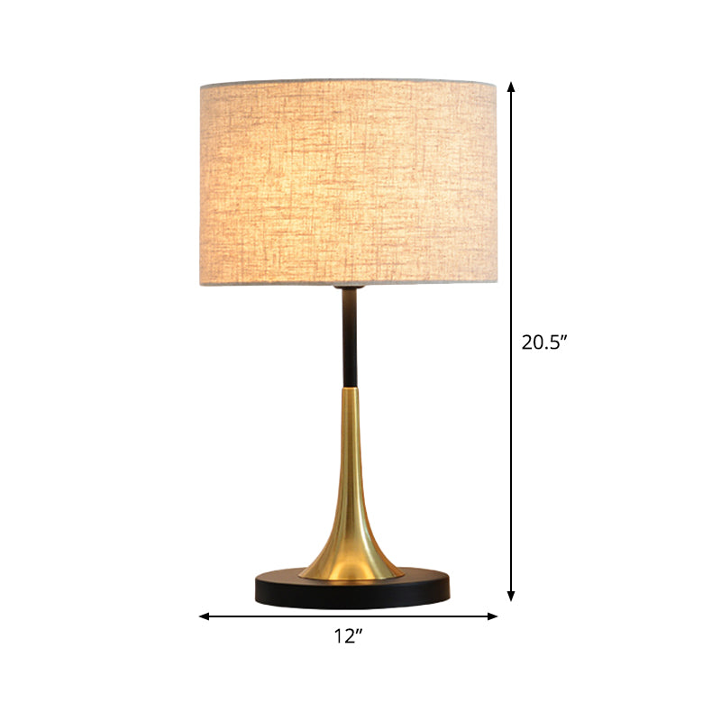 1-Bulb Bedroom Night Lighting Contemporary Flaxen Metal Table Lamp with Cylinder Fabric Shade Clearhalo 'Lamps' 'Table Lamps' Lighting' 404788