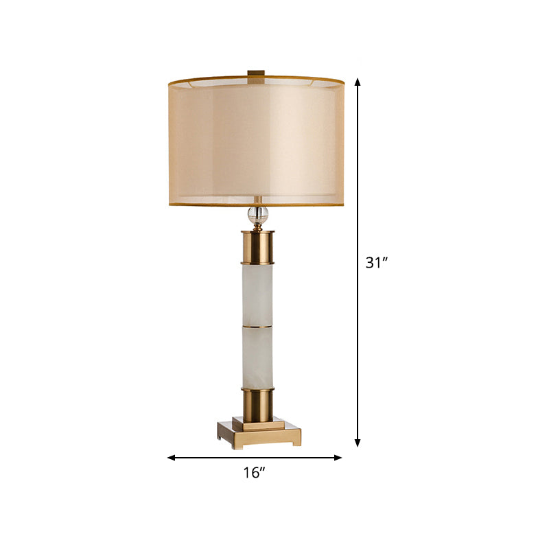 Fabric Drum Nightstand Lighting Modern 1-Light Gold Metal Table Lamp for Living Room Clearhalo 'Lamps' 'Table Lamps' Lighting' 404827