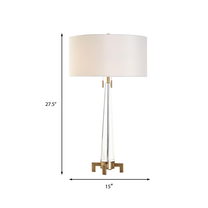 2 Heads Cylinder Task Lighting Modern Fabric Nightstand Lamp in Gold with Pull Chain Clearhalo 'Lamps' 'Table Lamps' Lighting' 404841