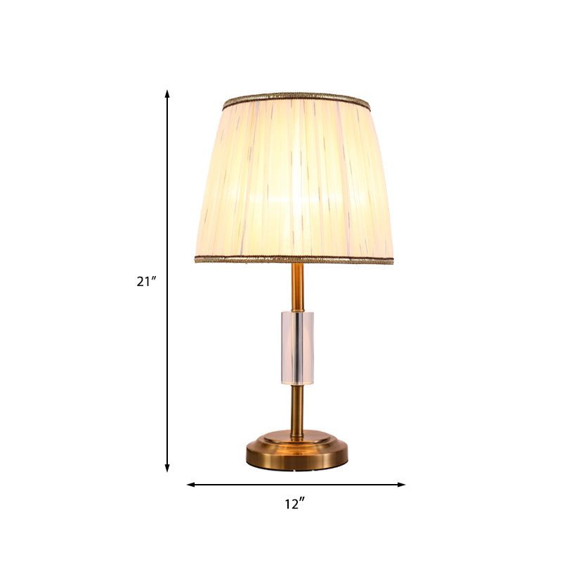 Tapered Drum Nightstand Lamp Contemporary Fabric 1 Bulb Reading Book Light in Gold Clearhalo 'Lamps' 'Table Lamps' Lighting' 404846