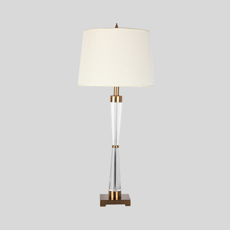 1 Head Living Room Desk Lamp Modernism Gold Table Light with Barrel Fabric Shade Clearhalo 'Lamps' 'Table Lamps' Lighting' 404855