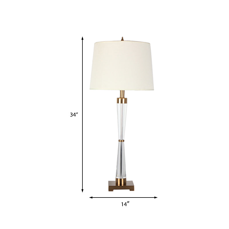 1 Head Living Room Desk Lamp Modernism Gold Table Light with Barrel Fabric Shade Clearhalo 'Lamps' 'Table Lamps' Lighting' 404856