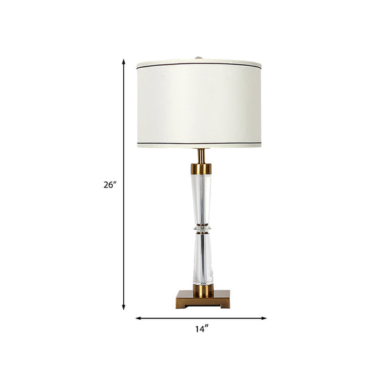 Modern Hourglass Table Lamp Clear Crystal 1 Head Desk Light in Gold with Fabric Shade Clearhalo 'Lamps' 'Table Lamps' Lighting' 404861