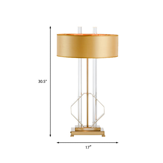 Straight Sided Shade Task Lighting Modernist Fabric 1 Bulb Reading Book Light in Gold Clearhalo 'Lamps' 'Table Lamps' Lighting' 404881