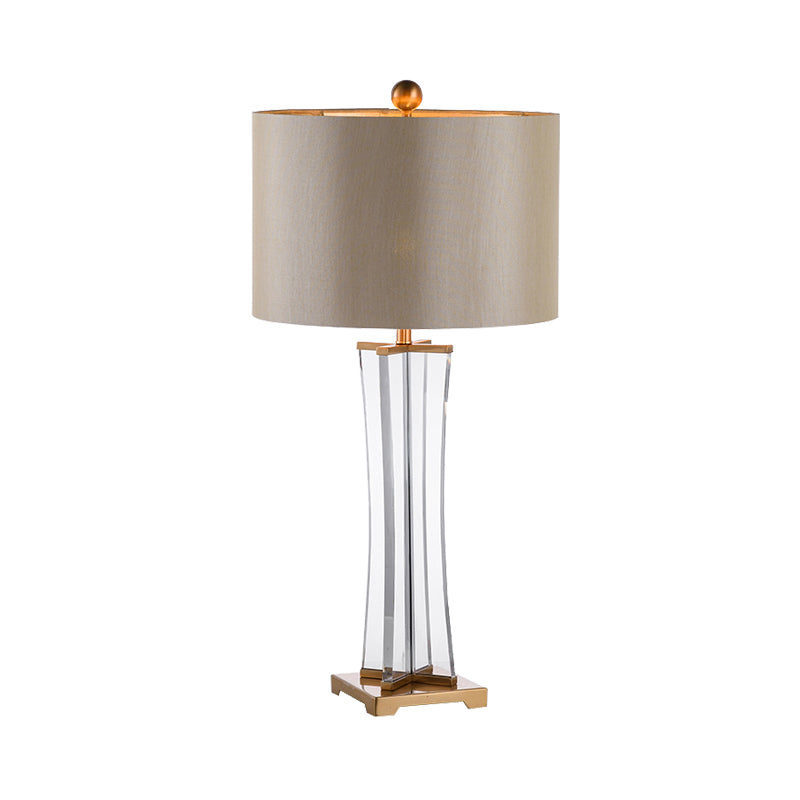 Cylinder Fabric Desk Light Modernist 1 Bulb Gold Night Table Lamp for Living Room Clearhalo 'Lamps' 'Table Lamps' Lighting' 404884