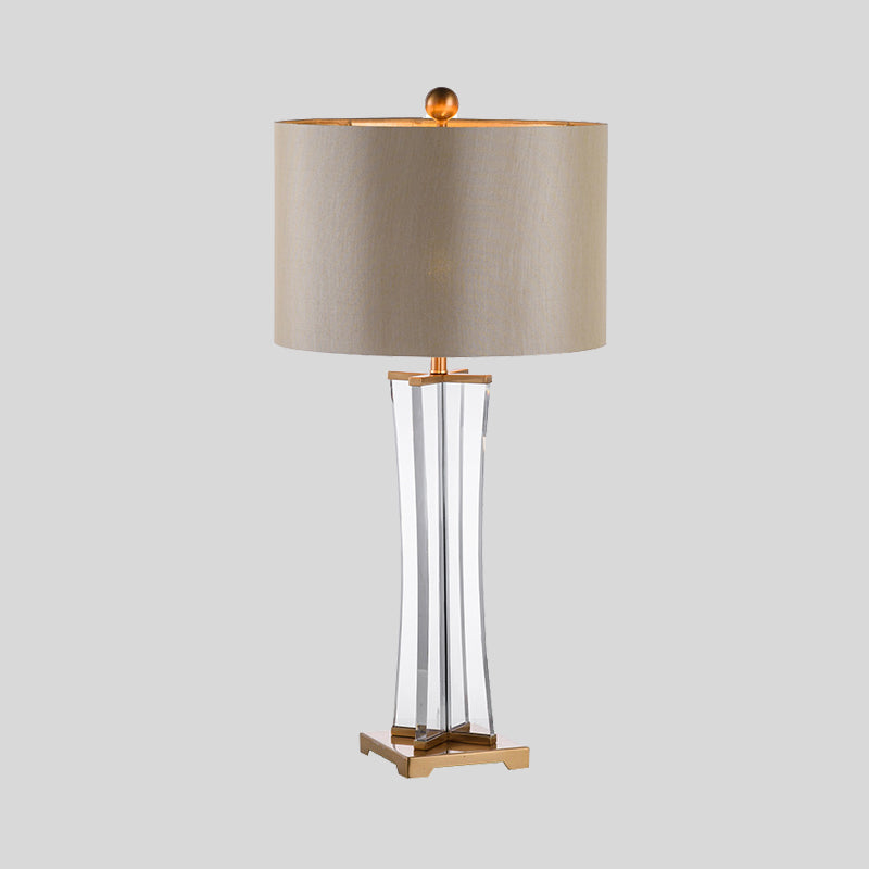 Cylinder Fabric Desk Light Modernist 1 Bulb Gold Night Table Lamp for Living Room Clearhalo 'Lamps' 'Table Lamps' Lighting' 404885