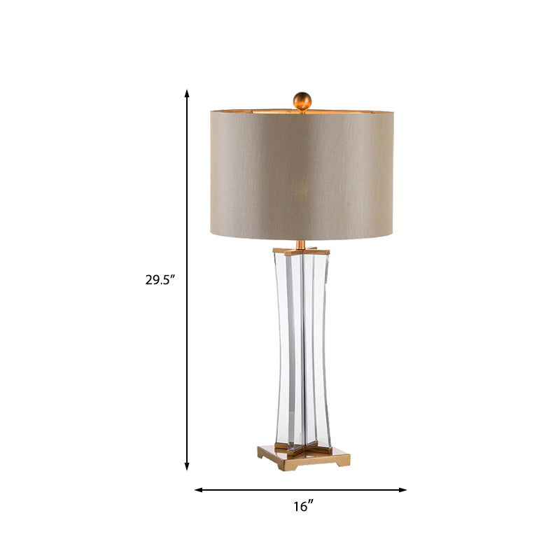 Cylinder Fabric Desk Light Modernist 1 Bulb Gold Night Table Lamp for Living Room Clearhalo 'Lamps' 'Table Lamps' Lighting' 404886