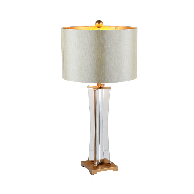 Gold Cylindrical Nightstand Lamp Modernism 1 Head Fabric Reading Light for Bedroom Clearhalo 'Lamps' 'Table Lamps' Lighting' 404889