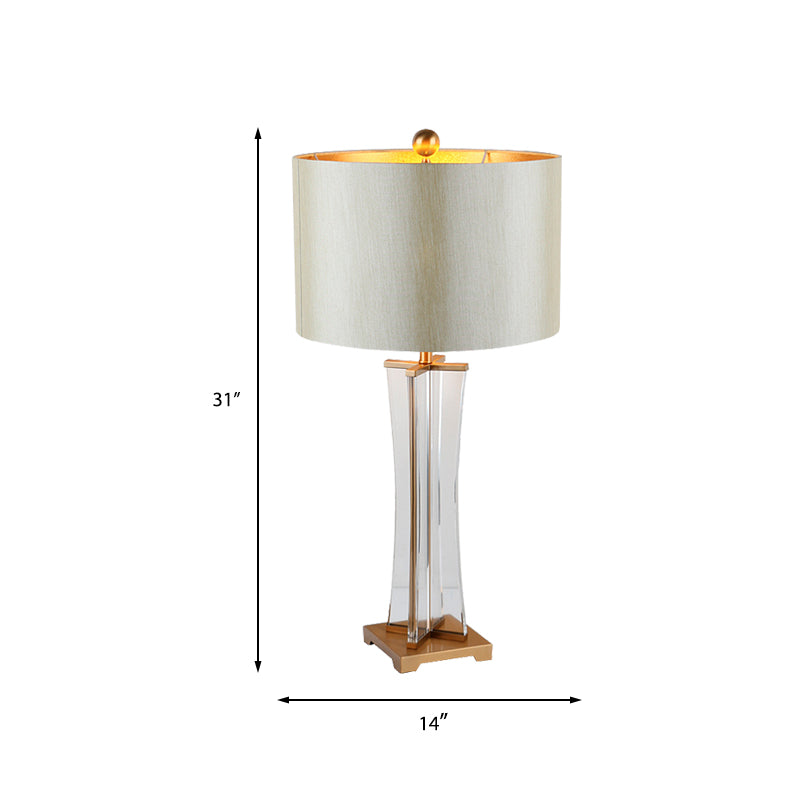 Gold Cylindrical Nightstand Lamp Modernism 1 Head Fabric Reading Light for Bedroom Clearhalo 'Lamps' 'Table Lamps' Lighting' 404891