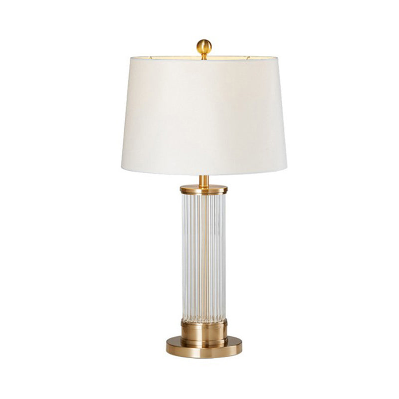 Modernist Cylindrical Task Lighting Beveled Crystal 1 Bulb Small Desk Lamp in Gold Clearhalo 'Lamps' 'Table Lamps' Lighting' 404919