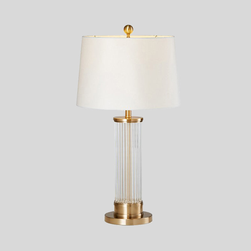 Modernist Cylindrical Task Lighting Beveled Crystal 1 Bulb Small Desk Lamp in Gold Clearhalo 'Lamps' 'Table Lamps' Lighting' 404920