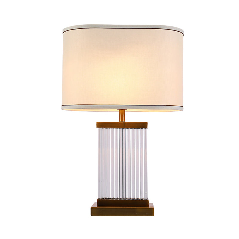 Gold Rectangle Table Lamp Modern 1 Head Beveled Crystal Desk Light with Fabric Shade Clearhalo 'Lamps' 'Table Lamps' Lighting' 404934