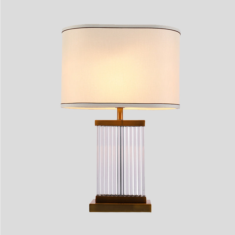 Gold Rectangle Table Lamp Modern 1 Head Beveled Crystal Desk Light with Fabric Shade Clearhalo 'Lamps' 'Table Lamps' Lighting' 404935