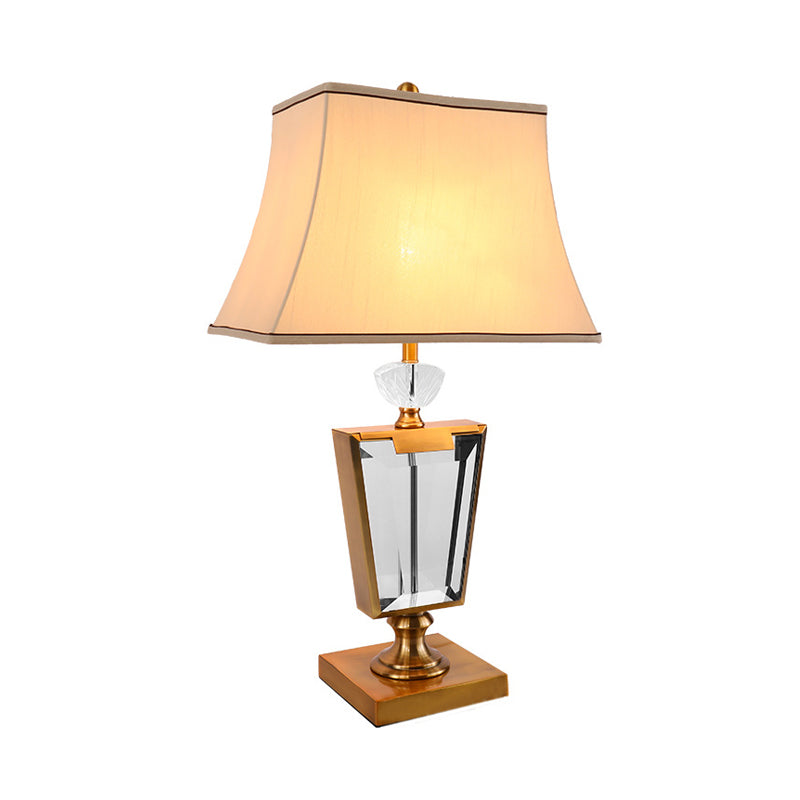 1 Head Dining Room Table Light Modernist Gold Small Desk Lamp with Bell Fabric Shade Clearhalo 'Lamps' 'Table Lamps' Lighting' 404949