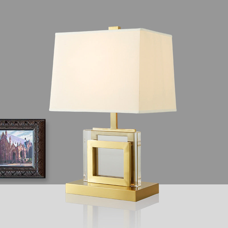 Fabric Pagoda Desk Light Modernism 1 Bulb Night Table Lamp in Gold for Living Room Clearhalo 'Lamps' 'Table Lamps' Lighting' 404953