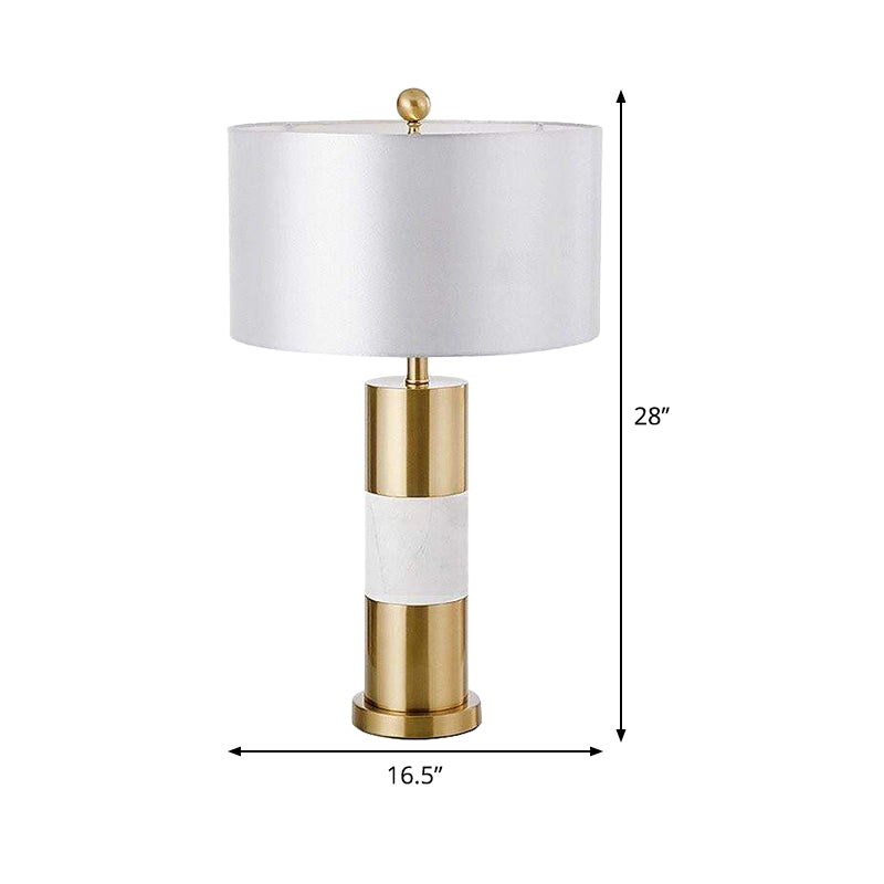 White Column Metal Table Lamp Minimalism 1-Light Fabric Nightstand Lighting for Bedroom Clearhalo 'Lamps' 'Table Lamps' Lighting' 404961