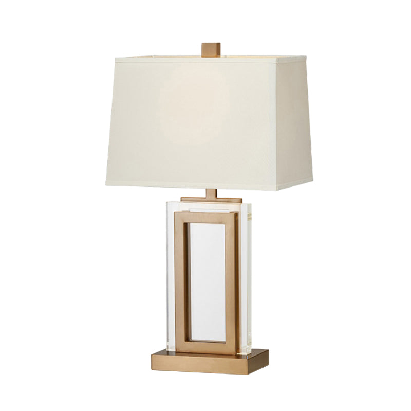 1 Head Trapezoid Shade Table Light Modern Fabric Small Desk Lamp in Gold for Bedside Clearhalo 'Lamps' 'Table Lamps' Lighting' 404970