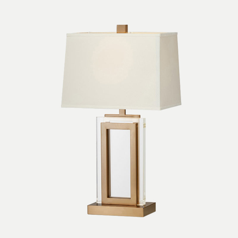 1 Head Trapezoid Shade Table Light Modern Fabric Small Desk Lamp in Gold for Bedside Clearhalo 'Lamps' 'Table Lamps' Lighting' 404971