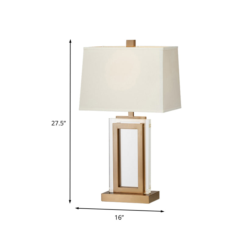 1 Head Trapezoid Shade Table Light Modern Fabric Small Desk Lamp in Gold for Bedside Clearhalo 'Lamps' 'Table Lamps' Lighting' 404972