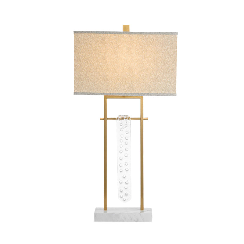 Fabric Rectangle Task Lighting Modernism 1 Head Gold Reading Lamp with Marble Base Clearhalo 'Lamps' 'Table Lamps' Lighting' 404980