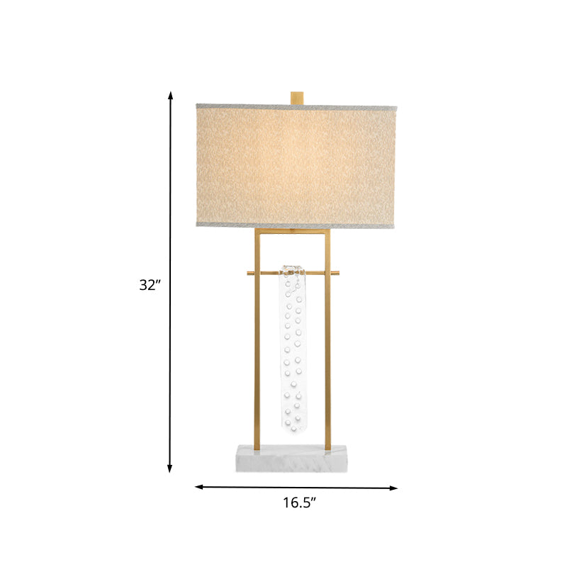 Fabric Rectangle Task Lighting Modernism 1 Head Gold Reading Lamp with Marble Base Clearhalo 'Lamps' 'Table Lamps' Lighting' 404982