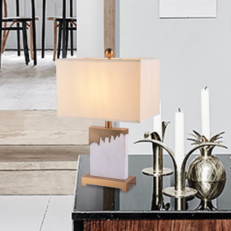 Contemporary 1 Bulb Table Light Gold Rectangle Small Desk Lamp with Fabric Shade Gold Clearhalo 'Lamps' 'Table Lamps' Lighting' 404983