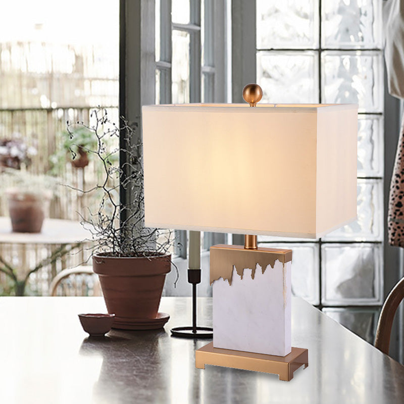 Contemporary 1 Bulb Table Light Gold Rectangle Small Desk Lamp with Fabric Shade Clearhalo 'Lamps' 'Table Lamps' Lighting' 404984