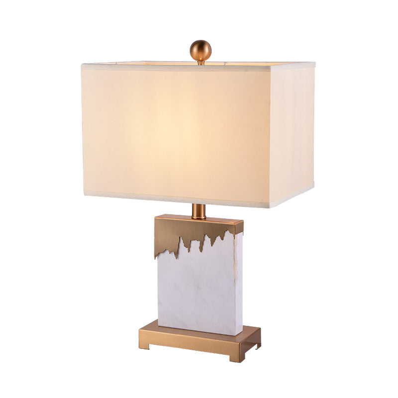 Contemporary 1 Bulb Table Light Gold Rectangle Small Desk Lamp with Fabric Shade Clearhalo 'Lamps' 'Table Lamps' Lighting' 404985