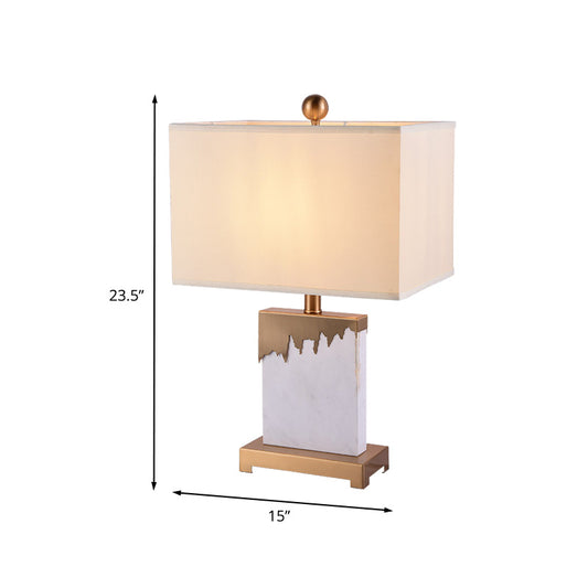 Contemporary 1 Bulb Table Light Gold Rectangle Small Desk Lamp with Fabric Shade Clearhalo 'Lamps' 'Table Lamps' Lighting' 404987