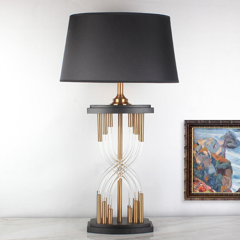 Flare Crystal Table Lamp Modern Fabric 1 Head Reading Book Light in Gold for Study Clearhalo 'Lamps' 'Table Lamps' Lighting' 404989