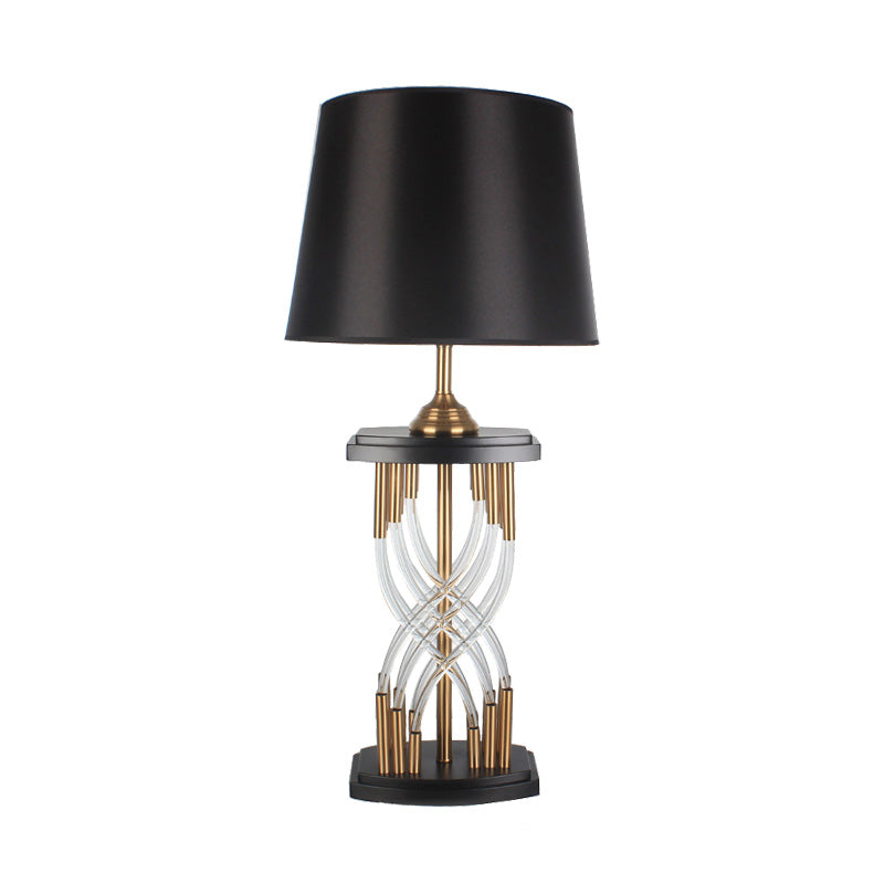 Flare Crystal Table Lamp Modern Fabric 1 Head Reading Book Light in Gold for Study Clearhalo 'Lamps' 'Table Lamps' Lighting' 404990