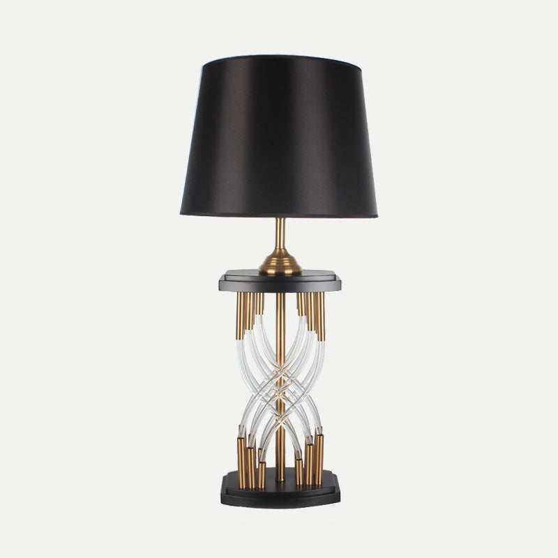 Flare Crystal Table Lamp Modern Fabric 1 Head Reading Book Light in Gold for Study Clearhalo 'Lamps' 'Table Lamps' Lighting' 404991