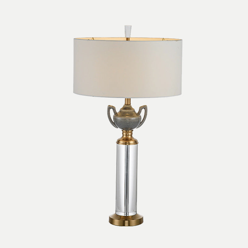 1 Head Cylindrical Nightstand Lamp Modernism Hand-Cut Crystal Reading Light in Gold Clearhalo 'Lamps' 'Table Lamps' Lighting' 404996