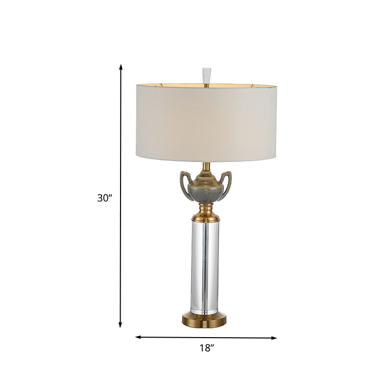 1 Head Cylindrical Nightstand Lamp Modernism Hand-Cut Crystal Reading Light in Gold Clearhalo 'Lamps' 'Table Lamps' Lighting' 404997