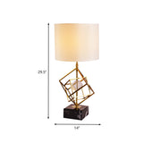 Contemporary 1 Head Study Lamp Gold Cylinder Reading Book Light with Fabric Shade Clearhalo 'Lamps' 'Table Lamps' Lighting' 405037