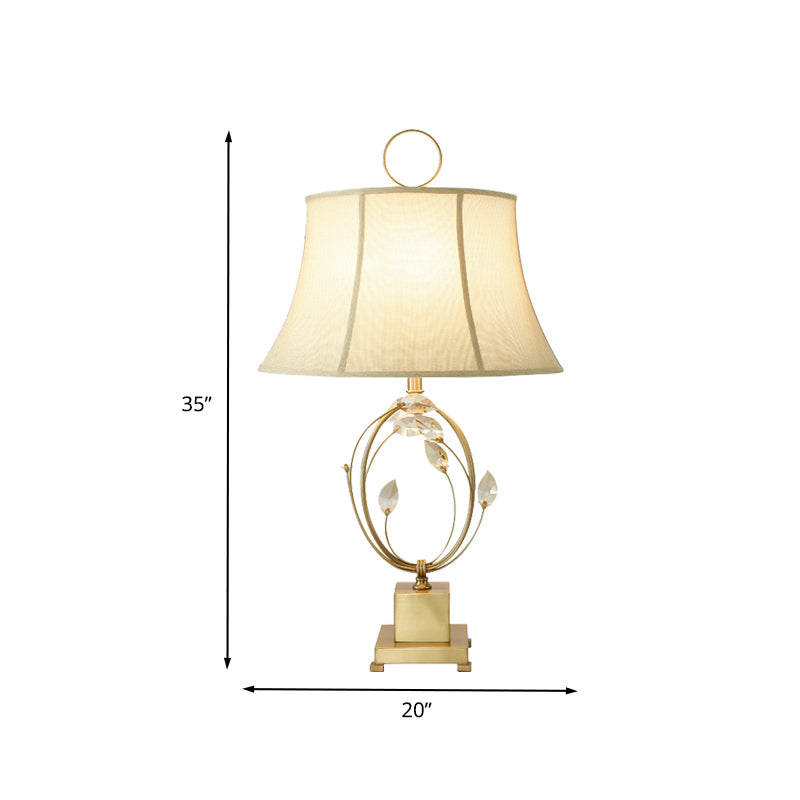 Contemporary 1 Bulb Table Light Gold Paneled Bell Small Desk Lamp with Fabric Shade Clearhalo 'Lamps' 'Table Lamps' Lighting' 405077