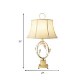 Contemporary 1 Bulb Table Light Gold Paneled Bell Small Desk Lamp with Fabric Shade Clearhalo 'Lamps' 'Table Lamps' Lighting' 405077