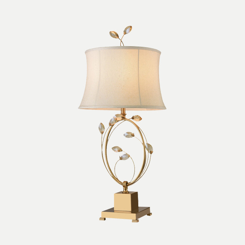 1 Head Dining Room Table Lamp Modern Gold Task Lighting with Flared Fabric Shade Clearhalo 'Lamps' 'Table Lamps' Lighting' 405081