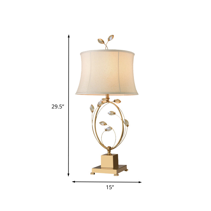 1 Head Dining Room Table Lamp Modern Gold Task Lighting with Flared Fabric Shade Clearhalo 'Lamps' 'Table Lamps' Lighting' 405082